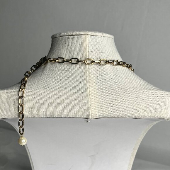 Multi-Strand Gold Chain Necklace With Colorful Beads Faux Pearls - Picture 3 of 4